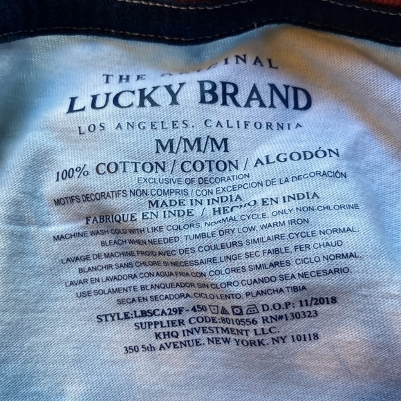 Lucky size medium NWT 💯 cotton t shirt tie die blue excellent condition - Picture 3 of 4